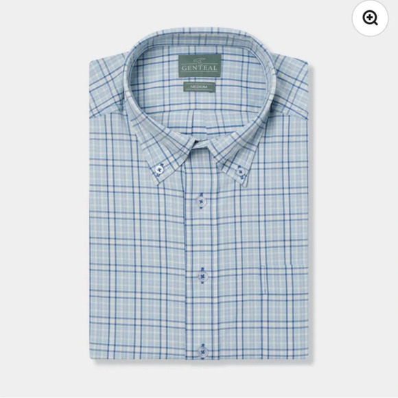 Genteal Fremont Softouch® Performance Sport Shirt in Adriatic blue plaid XXXL - Picture 2 of 13